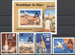 Niger 1979, Space, Mars Mission, Overop. Black And Silver, 4val+BF - Niger (1960-...)