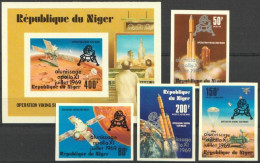 Niger 1979, Space, Mars Mission, Overop. Black And Silver, 4val+BF IMPERFORATED - Niger (1960-...)