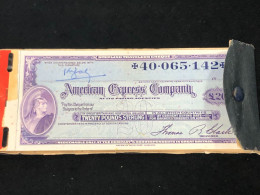 AMERICAN-EXPRESS-TRAVELERS-CHEQUES RECORD(BANK NOTE COMPANY) YEAR 1950 /20 DOLLAR)28 Pcs 20USD Good Quality - Altri – America