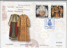 Maroc. Enveloppe De 1er Jour De 2  Timbres De  2024. Emission Commune Maroc Roumanie. Costumes Traditionnels. Folklore. - Marocco (1956-...)