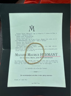 Madame Maurice Hermant Nee Weverbergh Lucienne *1897+1932 Salzinnes Namur Fosses Juge Mons Loix Hattu Poils Nachtergael - Todesanzeige