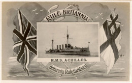 HMS Achilles Rule Britannia Military Ship Real Photo WW1 Postcard - Krieg