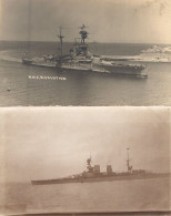 HMS Resolution & Unidentified War WW1 Ship 2x Old Postcard S - Krieg