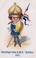 HMS Achilles Lady Sailor WW1 Ship RARE Donald McGill Comic Postcard - Warships