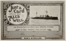 HMS Achilles Military War Ship All Is Well On Active Service RPC Old Postcard - Guerre