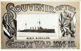 HMS Achilles WW1 Souvenir Of Great War Ship Real Photo Postcard - Warships