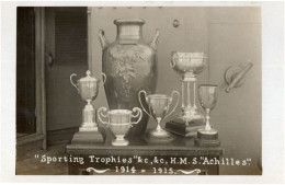 HMS Achilles WW1 Military War Ship Sports Trophies RPC Postcard - Krieg