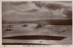 The German Military Fleet In Scapa Flow Scuttling WW1 RPC Postcard - Warships