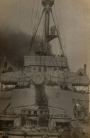 WW1 Ship With Giant Deck Ship Gun Military Old Real Photo Postcard - Warships