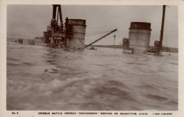 German Military Battle Ship Hindenburg Sinking WW1 RPC Postcard - Krieg