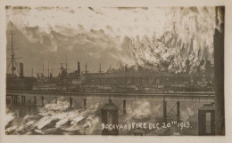 Portsmouth Harbour Docks 1913 Fire Antique Ship Disaster Postcard - Krieg