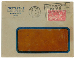 P3471 - FRANCE , 1.7.24 DURING GAMES, 25 CT. OLYMPIC STAMP, ON COMMERCIAL “WINDOW” COVER, LOCAL USE - Sommer 1924: Paris