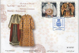 Maroc. Enveloppe De 1er Jour De 2  Timbres De  2024. Emission Commune Maroc Roumanie. Costumes Traditionnels. Folklore. - Morocco (1956-...)