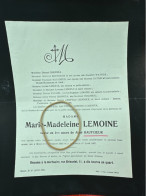 Madame Marie-Madeleine Lemoine Veuve Aime Hautcoeur *1860 Mons +1927 Crispels Wattier Guilneux Hendoux Regnier Van Bel - Obituary Notices