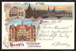 Lithographie Dresden, Hotel Hospiz In Der Zinzendorfstrasse 17  - Dresden