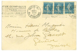 P3472 - FRANCE 2.4.24, RARE MACHINE PROPAGANDA CANCELLATION FROM PARIS TO GENEVE, VERY NICE AND CLEAR!! - Ete 1924: Paris