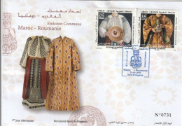 Maroc. Enveloppe De 1er Jour De 2  Timbres De  2024. Emission Commune Maroc Roumanie. Costumes Traditionnels. Folklore. - Marokko (1956-...)