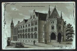 Mondschein-Lithographie Freiburg I. Br., Neues Universitäts-Bibliotheks-Gebäude  - Freiburg I. Br.