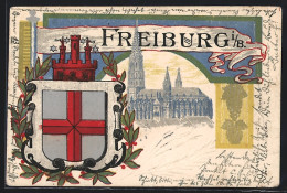 Lithographie Freiburg I. Br., Münster Und Wappen  - Freiburg I. Br.