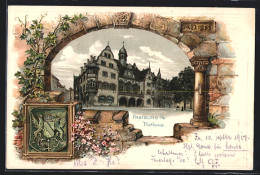 Passepartout-Lithographie Freiburg / Breisgau, Rathaus Mit Wappen  - Autres & Non Classés
