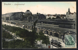 AK Dresden, Hauptbahnhof Mit Strassenbahn  - Dresden