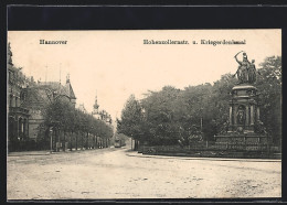 AK Hannover, Hohenzollernstrasse Und Kriegerdenkmal Mit Strassenbahn  - Hannover