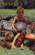 Polynésie Française Sculptures Marquisiennes (C) (enfant Garçon Iles Marquises Photo Sounam Papeete TAHITI C24132 - Polynésie Française