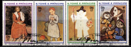 - SAINT THOMAS ET PRINCE - 1981 - YT N° 649 / 652 - Oblitérés - Picasso - Série Complète En Bande - Sao Tomé E Principe