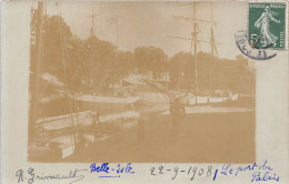 56-BELLE-ILE- CARTE-PHOTO 1908- LE PORT DU PALAIS - Belle Ile En Mer