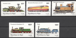 Niger 1980, Trains, 5val IMPERFORATED - Eisenbahnen