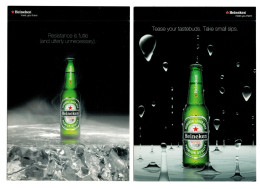 Postcard Advertising Beer Heineken Singapore 2 Postcards - Publicité