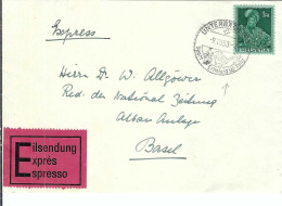 SUISSE 1953: LSC Par Express De Unterbach à Bâle - Lettres & Documents