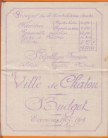 78   VILLE DE CHATOU    " BUDGET Exercices 1907-1909 "     8 Feuilles - Historische Documenten