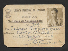 Portugal Oeiras 1936 Carte Permis De Conduire Velo Cycliste Cyclisme Bike Permit 1936 Cycling - Autres & Non Classés