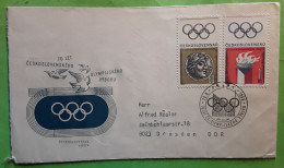 Ceskoslovensko,  70 Years 1896 Athens Olympics Cover , Monnaie Grecque Greek Coin,  1966 > Dresden DDR - Ete 1896: Athènes