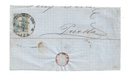 MEXICO - 1869 FRAGMENT FRONT OF COVER JALAPA VERACRUZ OVERPRINT - Mexique