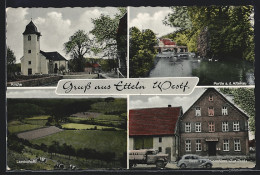 AK Etteln /Westf., Gasthaus Zur Post, Partie A. D. Altenau Und Kirche  - Altena