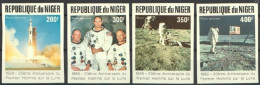 Niger 1989, Space, 20th Landing On The Moon, 4val IMPERFORATED - Niger (1960-...)