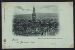 Mondschein-AK Freiburg I. B., Münster Vom Schlossberg Aus Gesehen  - Freiburg I. Br.