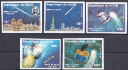 Niger 1985, Halley Comet, 5val IMPERFORATED - Astronomie