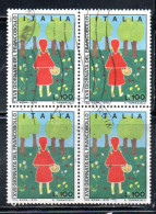 ITALIA REPUBBLICA ITALY REPUBLIC 1975 GIORNATA DEL FRANCOBOLLO STAMP DAY LIRE 100 QUARTINA BLOCK USATO USED OBLITERE' - 1971-80: Oblitérés