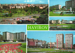 HAVIROV, MULTIPLE VIEWS, ARCHITECTURE, CARS, PARK, FOUNTAIN, STATUE, CZECH REPUBLIC, POSTCARD - Czech Republic