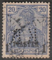 Deutsche Post In Der Türkei: 1900, Mi. Nr. 14 , Freimarke: 1 Pa. Auf 20 Pfg. Germania Mit Perfin / Lochung, Gestpl./used - Turquie (bureaux)