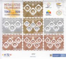 2021 Colombia Tokyo Olympics Columbian Medallists EMBOSSED Miniature Sheet Of 7 MNH @ BELOW FACE VALUE - Colombia