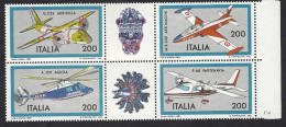 Italia, Italy, Italie, Italien 1981: Aerei Per Differenti Utilizzi, Serie Completa In Blocco, Bordo. - Avions