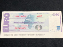 AMERICAN EURO-CHEQUES SPECIMEN(BANK NOTE COMPANY) YEAR 1975- /50 EURO  DOLLAR)1pcs Good Quality - Other - America