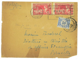 P3478 - FRANCE 31.5.24 DURING GAMES 2 25 CENT STAMPS ON COVER TO BELGIUM, SHORT OF 25 (RATE WAS 75) TAXED IN BELGIUM - Sommer 1924: Paris