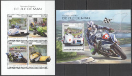 Hm0936 2018 Central Africa Motorcycles Isle Of Man Tt Race #7912-5+Bl1782 Mnh - Cars