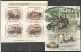 Bc1103 2011 Mozambique Transport Xx Century Cars Ford Vehicles Bl+Kb Mnh - Cars