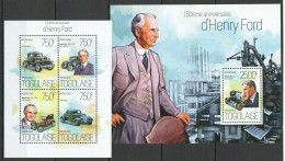 Tg739 2013 Togo Transport Cars 150Th Anniversary Henry Ford Kb+Bl Mnh - Autos